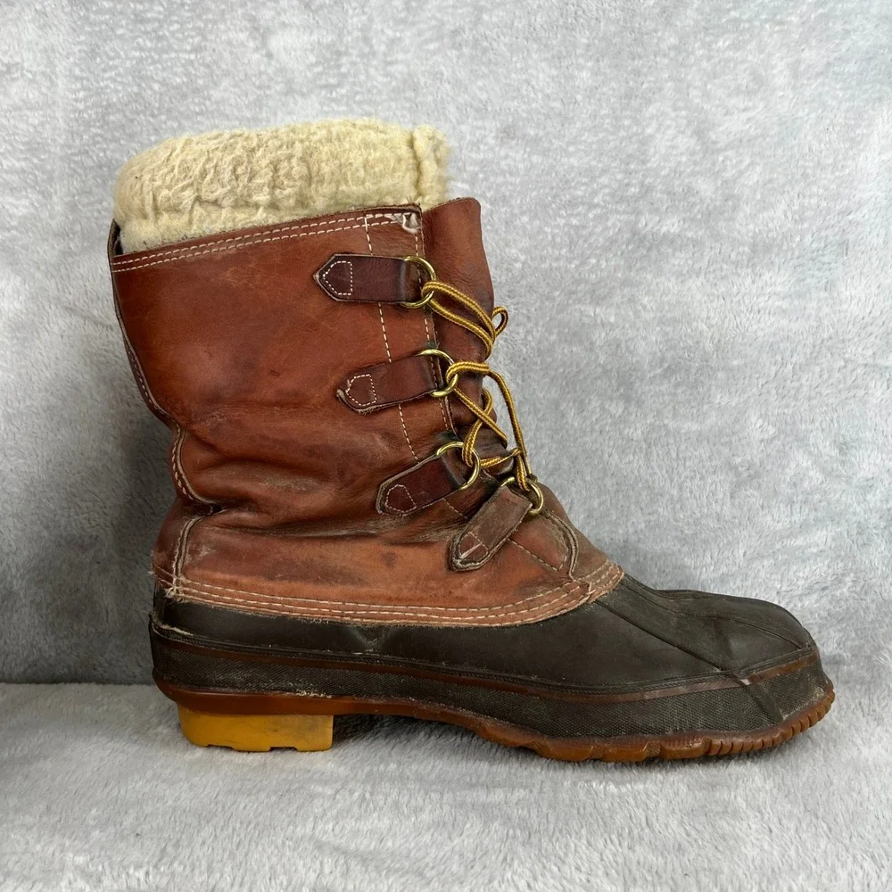 Rico Insulated Leather Duck Boots 11 Brown Men Vintage Winter Work Outdoor Boots